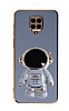 Eiroo Astronot Xiaomi Redmi Note 9 Pro Standl Mavi Silikon Klf