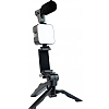 Eiroo AY-49 Mikrofon Led Işıklı Siyah Vlogger Kiti Telefon Tutucu - Resim: 1