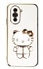 Eiroo Aynal Kitty Huawei nova 10 Pro Standl Beyaz Silikon Klf