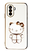 Eiroo Aynal Kitty Huawei Nova Y70 Standl Beyaz Silikon Klf