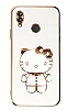 Eiroo Aynal Kitty Huawei P20 Lite Standl Beyaz Silikon Klf