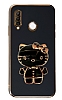 Eiroo Aynal Kitty Huawei P30 Lite Standl Siyah Silikon Klf