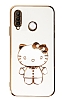 Eiroo Aynal Kitty Huawei P30 Lite Standl Beyaz Silikon Klf