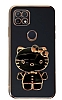 Eiroo Aynal Kitty Oppo A15/A15s Standl Siyah Silikon Klf