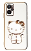 Eiroo Aynal Kitty Oppo A36 Standl Beyaz Silikon Klf