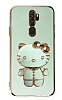Eiroo Aynal Kitty Oppo A5 2020/A9 2020 Standl Yeil Silikon Klf