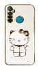 Eiroo Aynal Kitty Realme 6i Standl Beyaz Silikon Klf