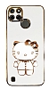 Eiroo Aynal Kitty Realme C21Y Standl Beyaz Silikon Klf