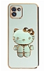 Eiroo Aynal Kitty Samsung Galaxy A03 Standl Yeil Silikon Klf
