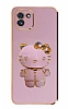 Eiroo Aynal Kitty Samsung Galaxy A03 Standl Mor Silikon Klf