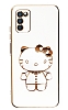 Eiroo Aynal Kitty Samsung Galaxy A03s Standl Beyaz Silikon Klf