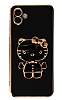 Eiroo Aynal Kitty Samsung Galaxy A04 Standl Siyah Silikon Klf