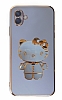 Eiroo Aynal Kitty Samsung Galaxy A04 Standl Mavi Silikon Klf