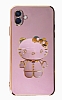 Eiroo Aynal Kitty Samsung Galaxy A04 Standl Mor Silikon Klf