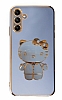 Eiroo Aynal Kitty Samsung Galaxy A04s Standl Mavi Silikon Klf
