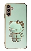 Eiroo Aynal Kitty Samsung Galaxy A04s Standl Yeil Silikon Klf
