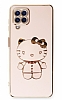 Eiroo Aynal Kitty Samsung Galaxy A12 Standl Pembe Silikon Klf