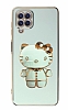 Eiroo Aynal Kitty Samsung Galaxy A12 Standl Yeil Silikon Klf