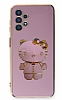 Eiroo Aynal Kitty Samsung Galaxy A13 Standl Mor Silikon Klf