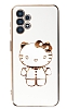 Eiroo Aynal Kitty Samsung Galaxy A13 Standl Beyaz Silikon Klf