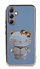 Eiroo Aynal Kitty Samsung Galaxy A14 4G Standl Mavi Silikon Klf