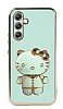 Eiroo Aynal Kitty Samsung Galaxy A14 4G Standl Yeil Silikon Klf