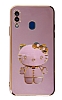 Eiroo Aynal Kitty Samsung Galaxy A20 / A30 Standl Mor Silikon Klf