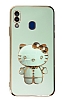 Eiroo Aynal Kitty Samsung Galaxy A20 / A30 Standl Yeil Silikon Klf