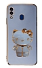 Eiroo Aynal Kitty Samsung Galaxy A20 / A30 Standl Mavi Silikon Klf