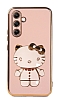 Eiroo Aynal Kitty Samsung Galaxy A34 Standl Pembe Silikon Klf