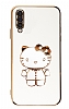 Eiroo Aynal Kitty Samsung Galaxy A50 Standl Beyaz Silikon Klf