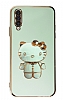 Eiroo Aynal Kitty Samsung Galaxy A50 Standl Yeil Silikon Klf