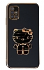 Eiroo Aynal Kitty Samsung Galaxy A51 Standl Siyah Silikon Klf