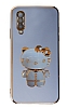 Eiroo Aynal Kitty Samsung Galaxy A70 Standl Mavi Silikon Klf