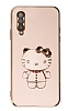 Eiroo Aynal Kitty Samsung Galaxy A70 Standl Pembe Silikon Klf