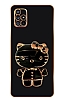 Eiroo Aynal Kitty Samsung Galaxy A71 Standl Siyah Silikon Klf