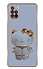 Eiroo Aynal Kitty Samsung Galaxy A71 Standl Mavi Silikon Klf