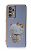 Eiroo Aynal Kitty Samsung Galaxy A72 5G Standl Mavi Silikon Klf