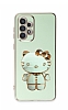 Eiroo Aynal Kitty Samsung Galaxy A72 Standl Yeil Silikon Klf