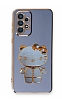 Eiroo Aynal Kitty Samsung Galaxy A72 Standl Mavi Silikon Klf