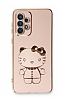 Eiroo Aynal Kitty Samsung Galaxy A72 Standl Pembe Silikon Klf