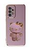 Eiroo Aynal Kitty Samsung Galaxy A73 Standl Mor Silikon Klf