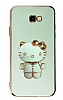 Eiroo Aynal Kitty Samsung Galaxy J4 Plus Standl Yeil Silikon Klf