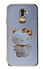 Eiroo Aynal Kitty Samsung Galaxy J8 Standl Mavi Silikon Klf