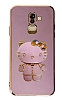 Eiroo Aynal Kitty Samsung Galaxy J8 Standl Mor Silikon Klf