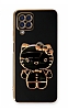 Eiroo Aynal Kitty Samsung Galaxy M12 Standl Siyah Silikon Klf