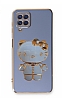 Eiroo Aynal Kitty Samsung Galaxy M12 Standl Mavi Silikon Klf