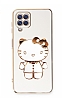 Eiroo Aynal Kitty Samsung Galaxy M12 Standl Beyaz Silikon Klf