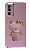 Eiroo Aynal Kitty Samsung Galaxy M13 Standl Mor Silikon Klf
