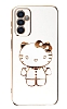 Eiroo Aynal Kitty Samsung Galaxy M13 Standl Beyaz Silikon Klf
